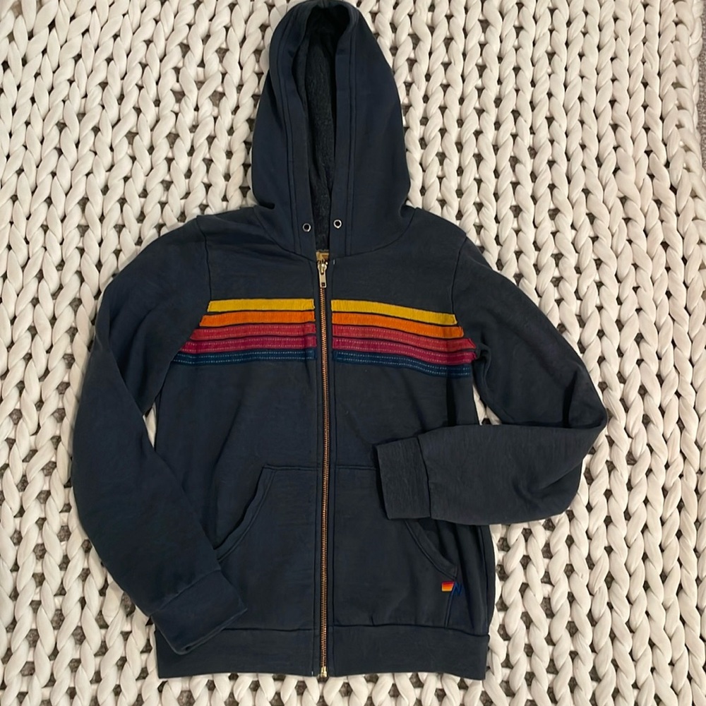 KID'S 5 STRIPE HOODIE - CHARCOAL - size 14